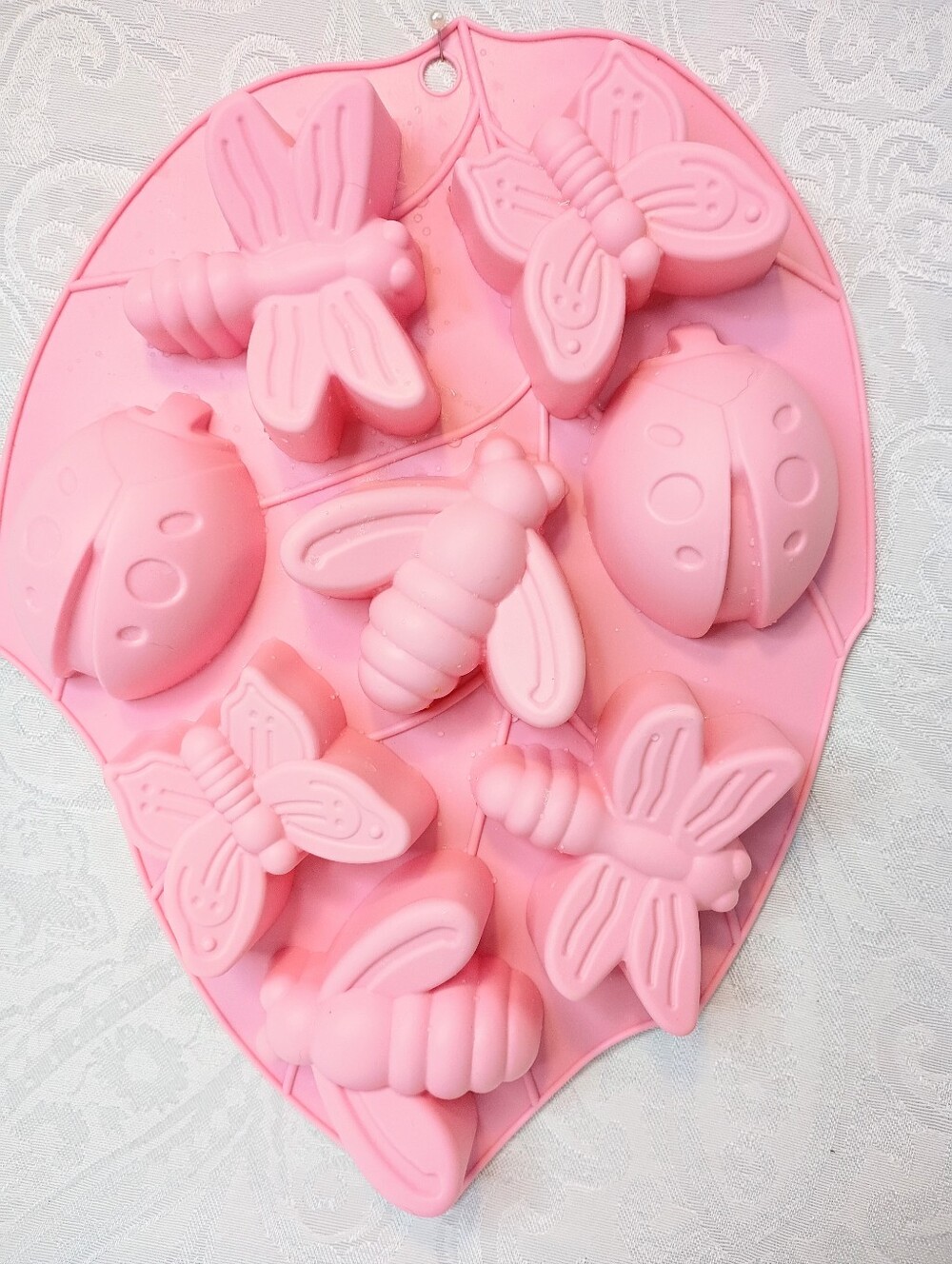 Pink Silicone Bugs On A Leaf Mold